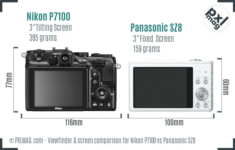 Nikon P7100 vs Panasonic SZ8 Screen and Viewfinder comparison Nikon P7100 vs Panasonic SZ8 Screen and Viewfinder comparison