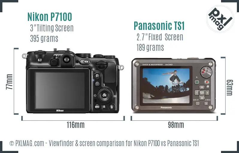 Nikon P7100 vs Panasonic TS1 Screen and Viewfinder comparison