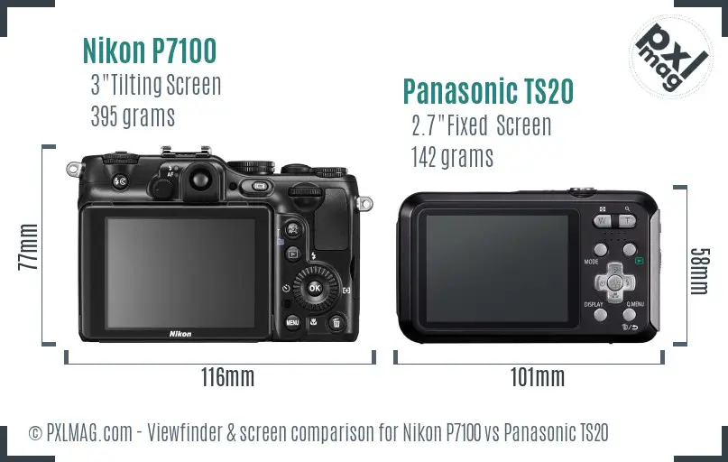 Nikon P7100 vs Panasonic TS20 Screen and Viewfinder comparison Nikon P7100 vs Panasonic TS20 Screen and Viewfinder comparison