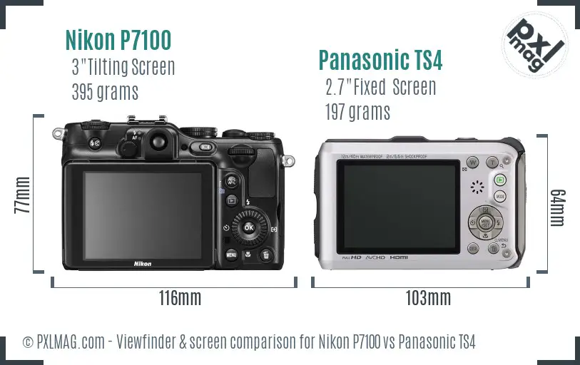 Nikon P7100 vs Panasonic TS4 Screen and Viewfinder comparison