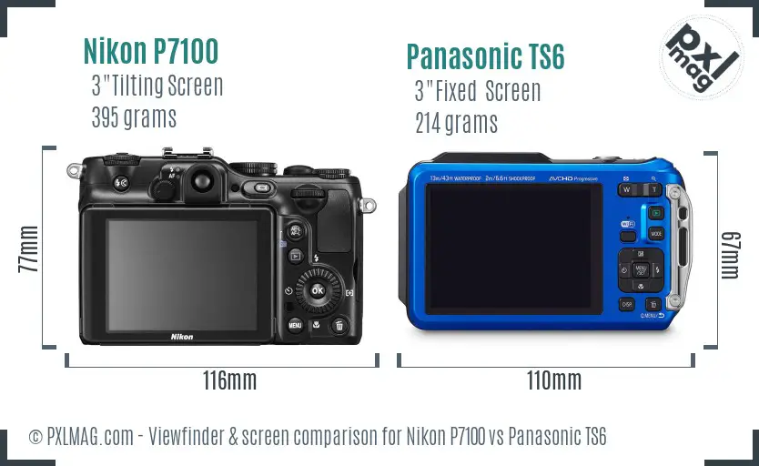 Nikon P7100 vs Panasonic TS6 Screen and Viewfinder comparison