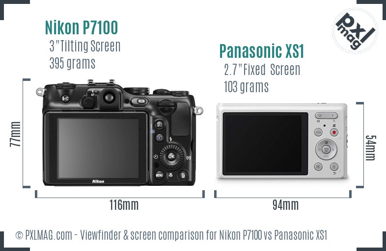 Nikon P7100 vs Panasonic XS1 Screen and Viewfinder comparison