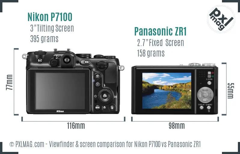 Nikon P7100 vs Panasonic ZR1 Screen and Viewfinder comparison Nikon P7100 vs Panasonic ZR1 Screen and Viewfinder comparison