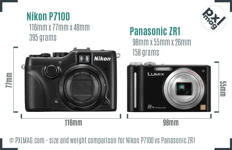 Nikon P7100 vs Panasonic ZR1 size comparison Nikon P7100 vs Panasonic ZR1 size comparison