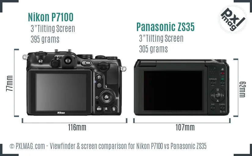 Nikon P7100 vs Panasonic ZS35 Screen and Viewfinder comparison