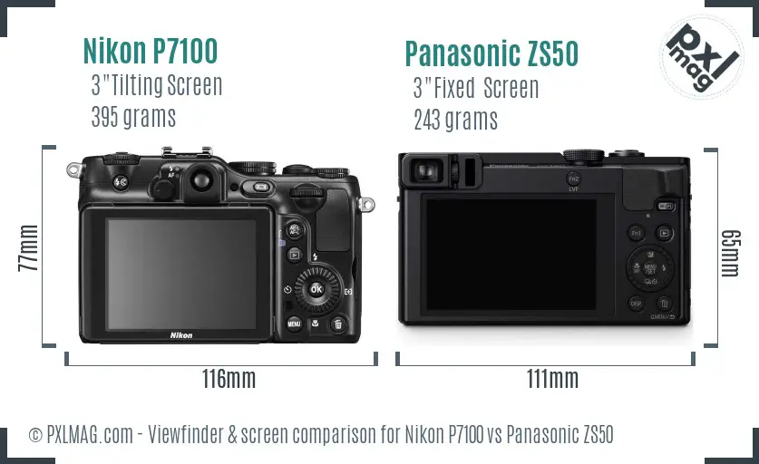 Nikon P7100 vs Panasonic ZS50 Screen and Viewfinder comparison