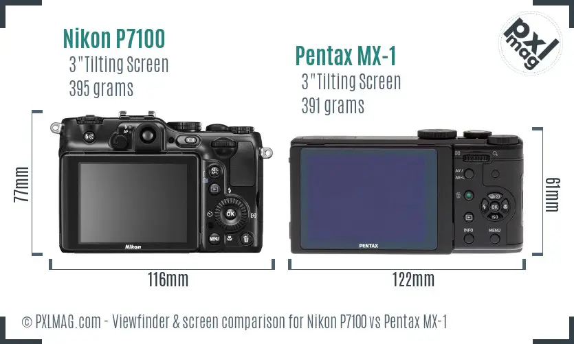 Nikon P7100 vs Pentax MX-1 Screen and Viewfinder comparison
