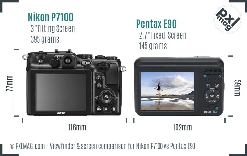 Nikon P7100 vs Pentax E90 Screen and Viewfinder comparison Nikon P7100 vs Pentax E90 Screen and Viewfinder comparison