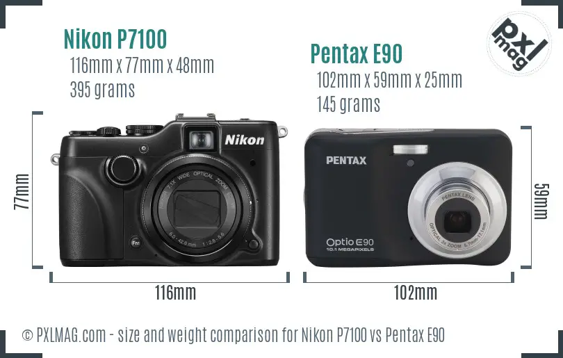 Nikon P7100 vs Pentax E90 size comparison Nikon P7100 vs Pentax E90 size comparison