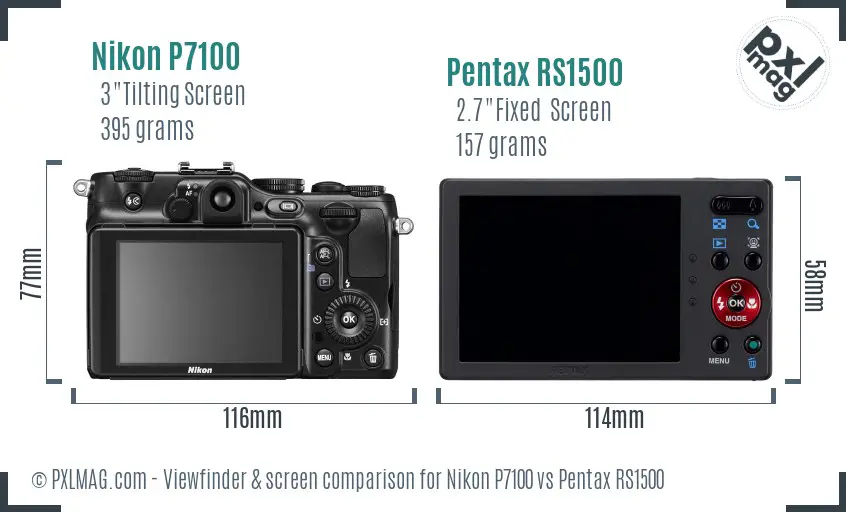 Nikon P7100 vs Pentax RS1500 Screen and Viewfinder comparison