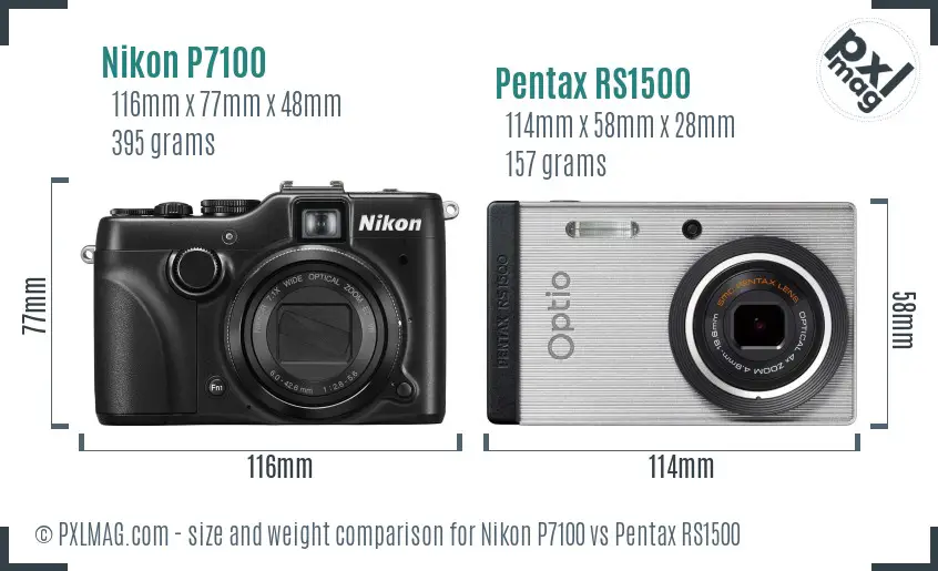 Nikon P7100 vs Pentax RS1500 size comparison