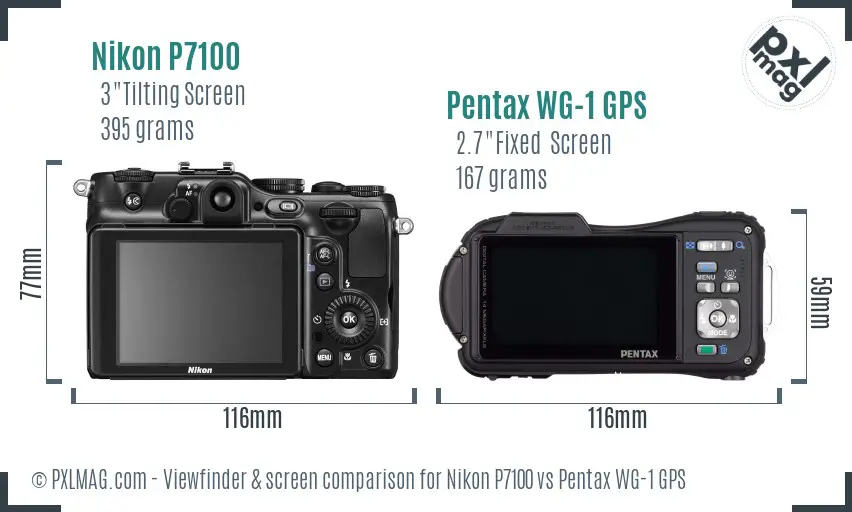 Nikon P7100 vs Pentax WG-1 GPS Screen and Viewfinder comparison
