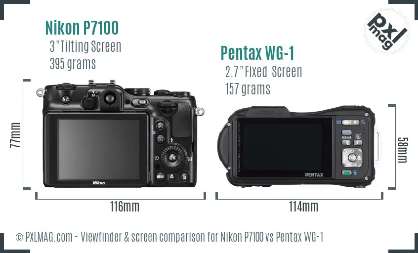 Nikon P7100 vs Pentax WG-1 Screen and Viewfinder comparison