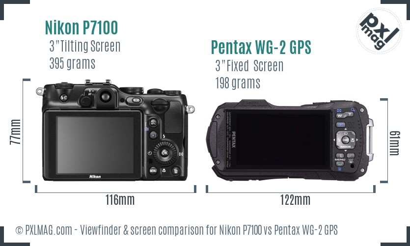 Nikon P7100 vs Pentax WG-2 GPS Screen and Viewfinder comparison