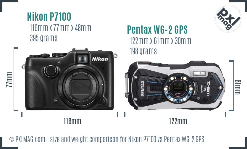 Nikon P7100 vs Pentax WG-2 GPS size comparison Nikon P7100 vs Pentax WG-2 GPS size comparison