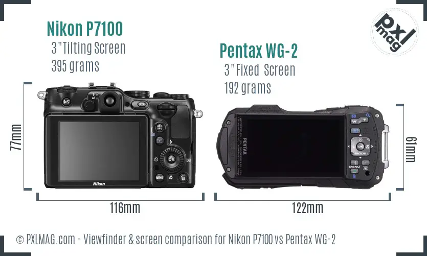 Nikon P7100 vs Pentax WG-2 Screen and Viewfinder comparison