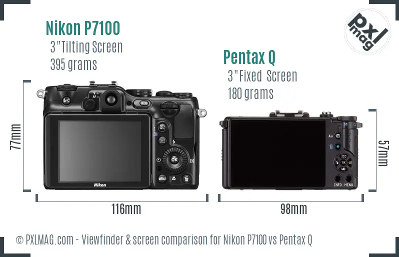 Nikon P7100 vs Pentax Q Screen and Viewfinder comparison
