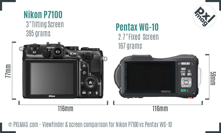 Nikon P7100 vs Pentax WG-10 Screen and Viewfinder comparison