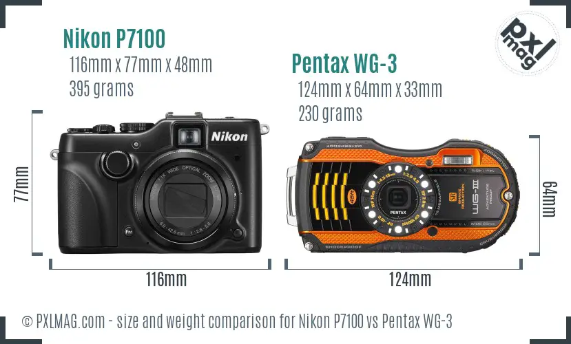 Nikon P7100 vs Pentax WG-3 size comparison Nikon P7100 vs Pentax WG-3 size comparison