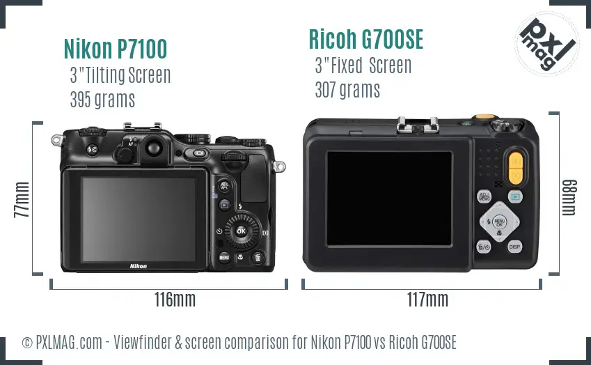 Nikon P7100 vs Ricoh G700SE Screen and Viewfinder comparison