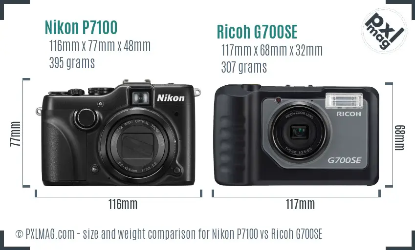 Nikon P7100 vs Ricoh G700SE size comparison Nikon P7100 vs Ricoh G700SE size comparison