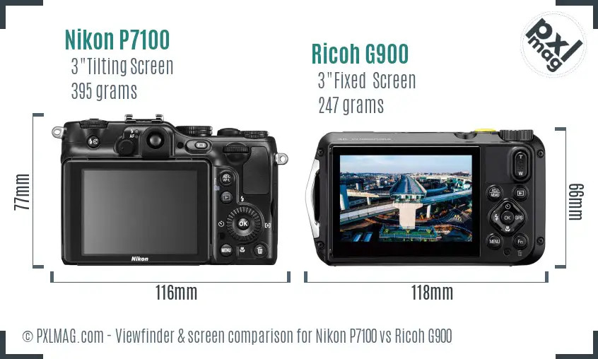 Nikon P7100 vs Ricoh G900 Screen and Viewfinder comparison