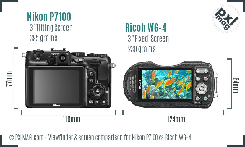 Nikon P7100 vs Ricoh WG-4 Screen and Viewfinder comparison