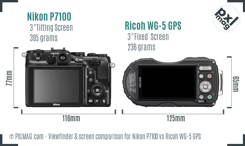 Nikon P7100 vs Ricoh WG-5 GPS Screen and Viewfinder comparison Nikon P7100 vs Ricoh WG-5 GPS Screen and Viewfinder comparison