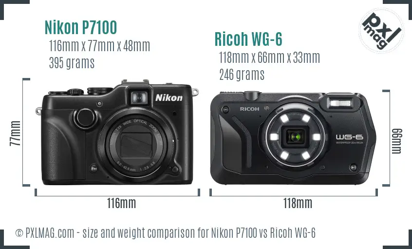 Nikon P7100 vs Ricoh WG-6 size comparison Nikon P7100 vs Ricoh WG-6 size comparison