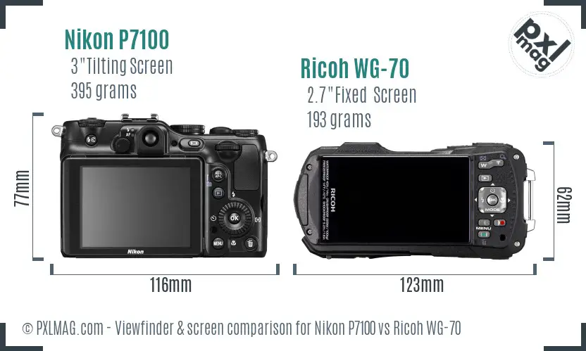 Nikon P7100 vs Ricoh WG-70 Screen and Viewfinder comparison