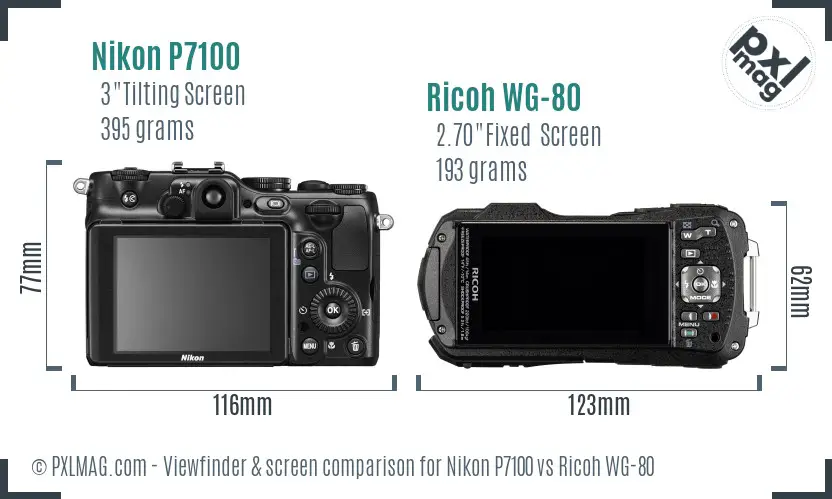 Nikon P7100 vs Ricoh WG-80 Screen and Viewfinder comparison