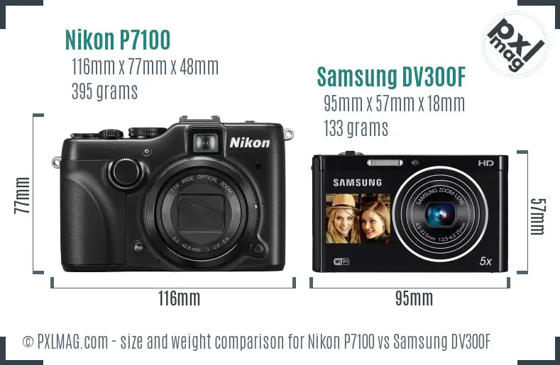 Nikon P7100 vs Samsung DV300F size comparison Nikon P7100 vs Samsung DV300F size comparison