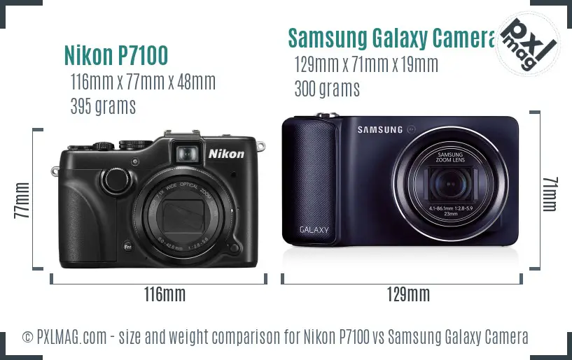 Nikon P7100 vs Samsung Galaxy Camera size comparison Nikon P7100 vs Samsung Galaxy Camera size comparison