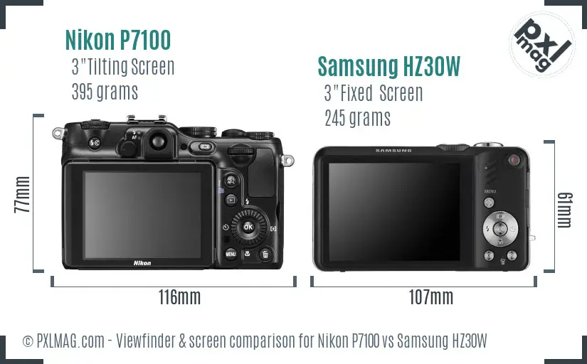 Nikon P7100 vs Samsung HZ30W Screen and Viewfinder comparison