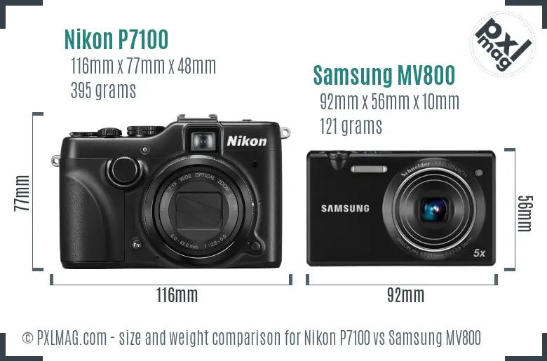 Nikon P7100 vs Samsung MV800 size comparison