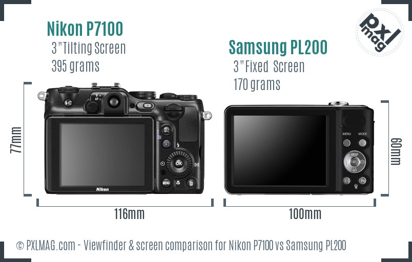 Nikon P7100 vs Samsung PL200 Screen and Viewfinder comparison