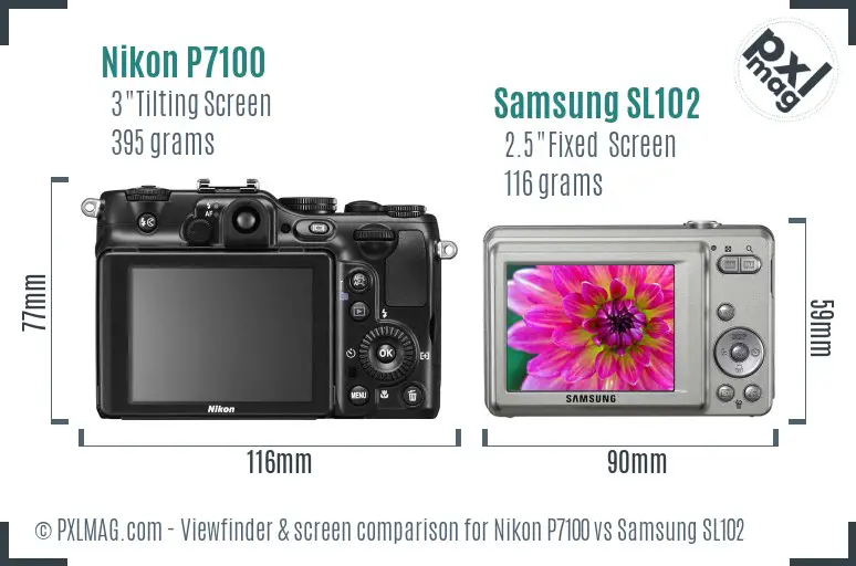 Nikon P7100 vs Samsung SL102 Screen and Viewfinder comparison