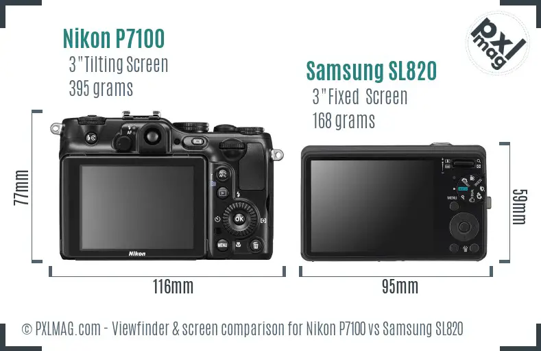 Nikon P7100 vs Samsung SL820 Screen and Viewfinder comparison Nikon P7100 vs Samsung SL820 Screen and Viewfinder comparison