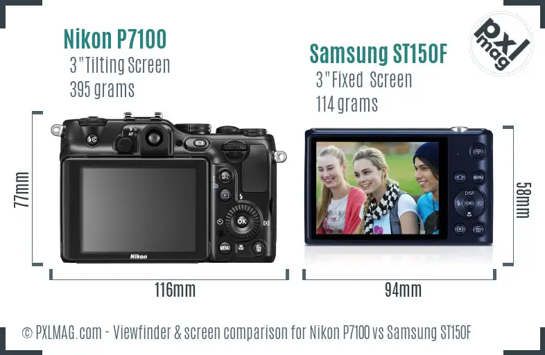 Nikon P7100 vs Samsung ST150F Screen and Viewfinder comparison