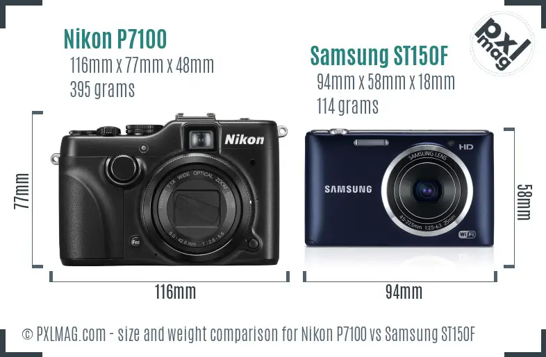 Nikon P7100 vs Samsung ST150F size comparison