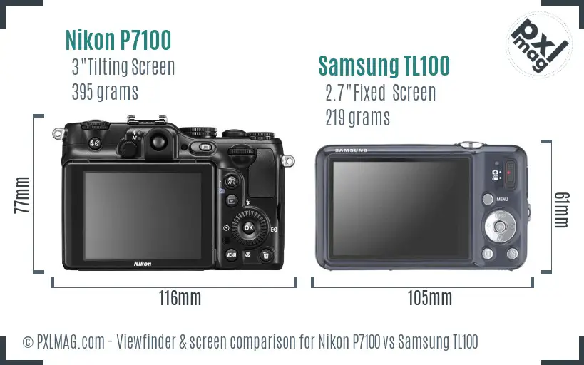 Nikon P7100 vs Samsung TL100 Screen and Viewfinder comparison