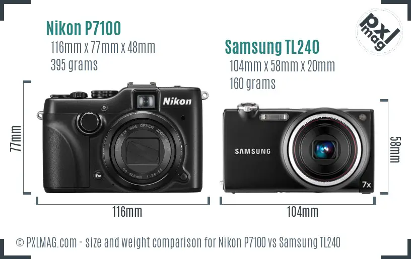 Nikon P7100 vs Samsung TL240 size comparison