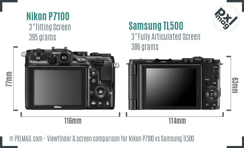 Nikon P7100 vs Samsung TL500 Screen and Viewfinder comparison Nikon P7100 vs Samsung TL500 Screen and Viewfinder comparison