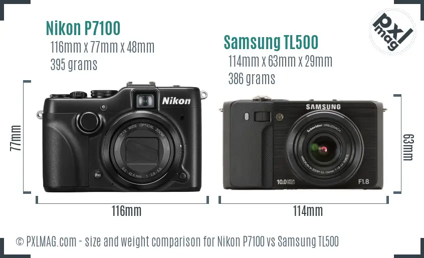 Nikon P7100 vs Samsung TL500 size comparison Nikon P7100 vs Samsung TL500 size comparison