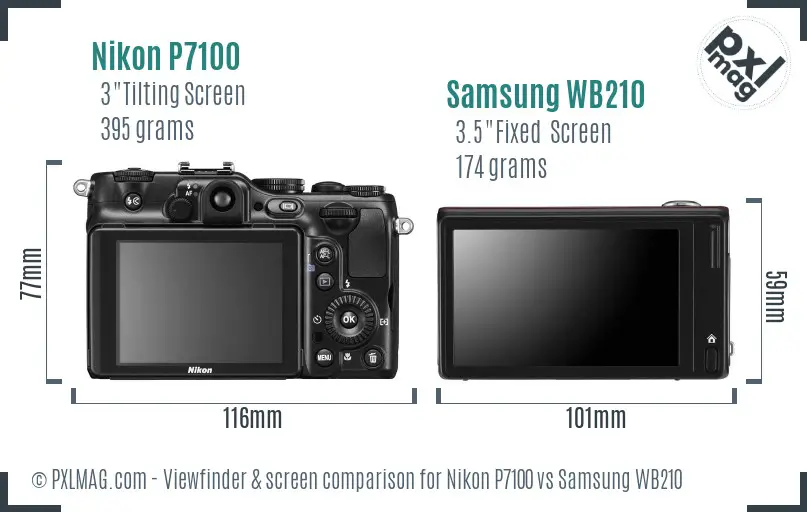 Nikon P7100 vs Samsung WB210 Screen and Viewfinder comparison