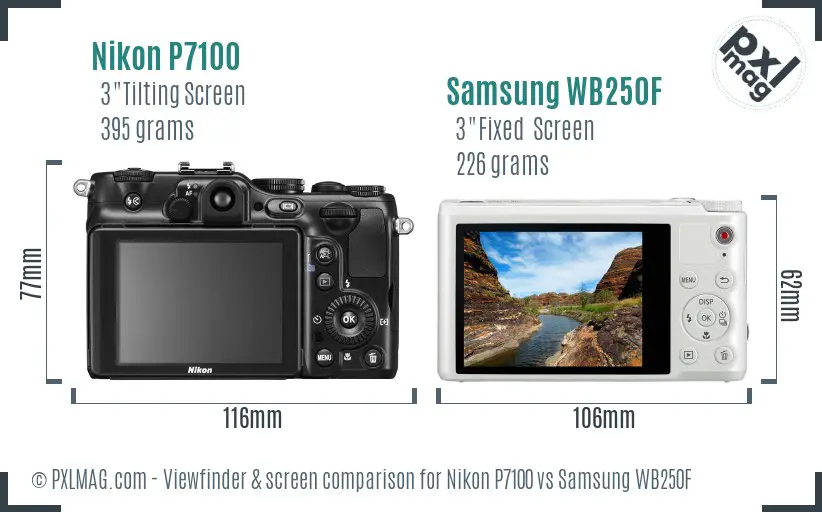 Nikon P7100 vs Samsung WB250F Screen and Viewfinder comparison Nikon P7100 vs Samsung WB250F Screen and Viewfinder comparison