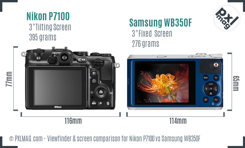 Nikon P7100 vs Samsung WB350F Screen and Viewfinder comparison