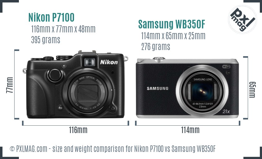 Nikon P7100 vs Samsung WB350F size comparison Nikon P7100 vs Samsung WB350F size comparison