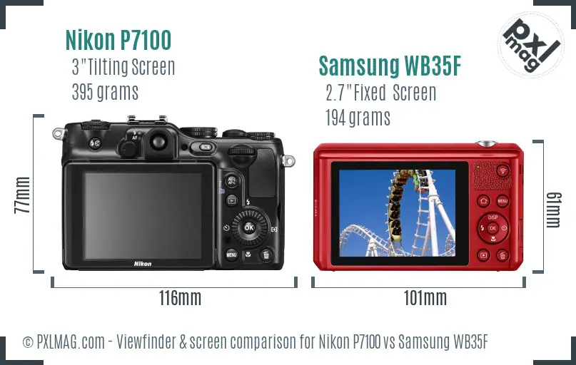 Nikon P7100 vs Samsung WB35F Screen and Viewfinder comparison
