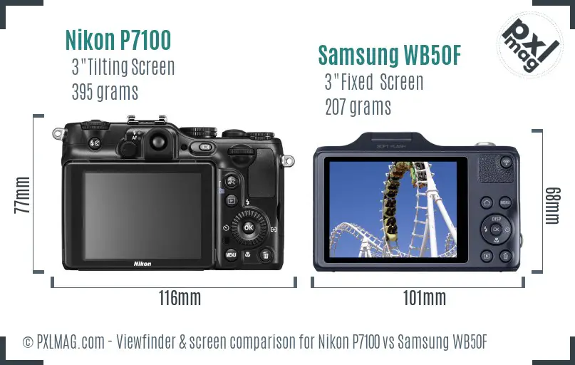 Nikon P7100 vs Samsung WB50F Screen and Viewfinder comparison